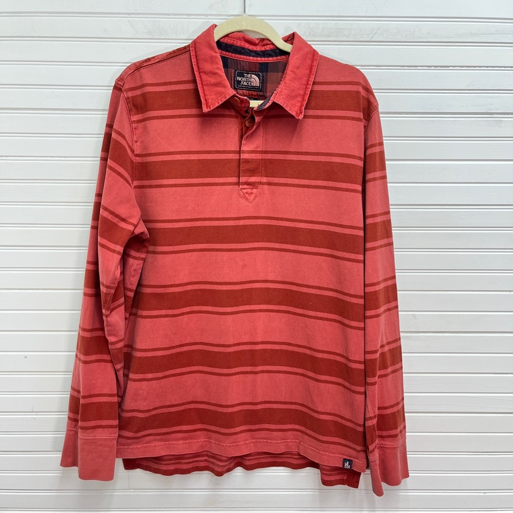 Vintage Y2k The North Face Striped Long Sleeve Polo
